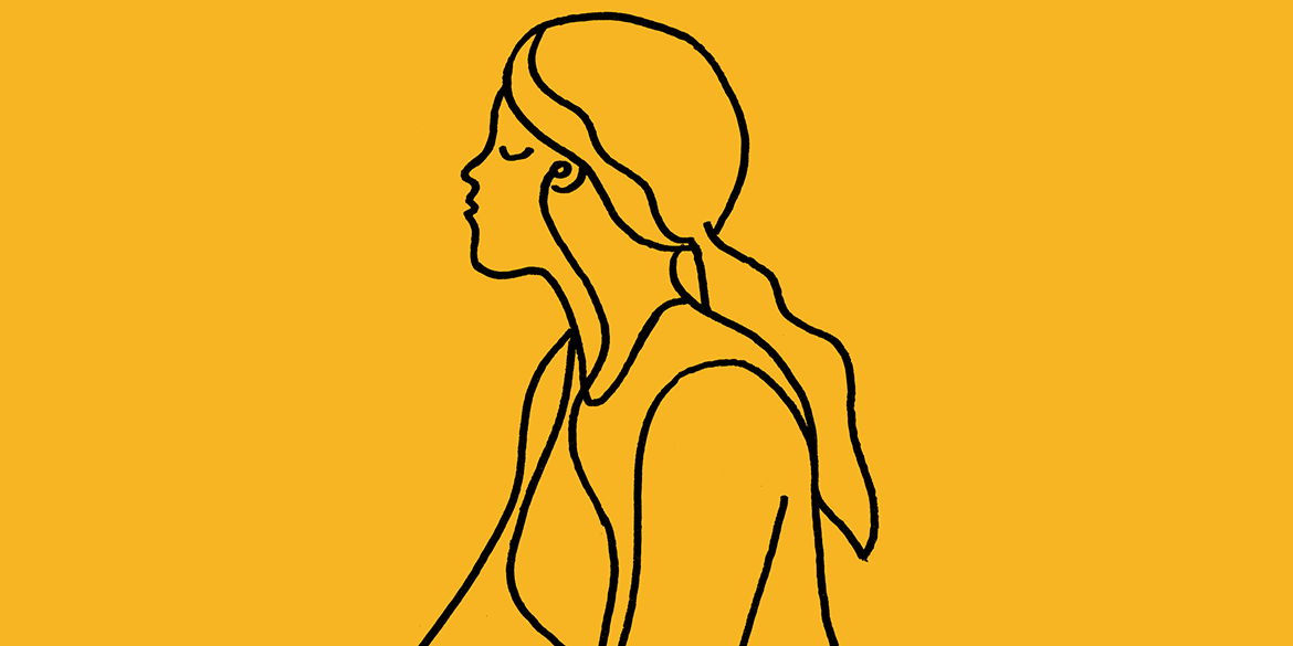 Learning - line drawing of woman with headphones on